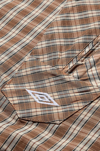 Vintage Plaid Half-Placket Masked Hoodie