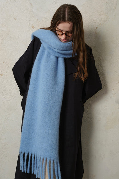 Wool Blend Fringed Scarf