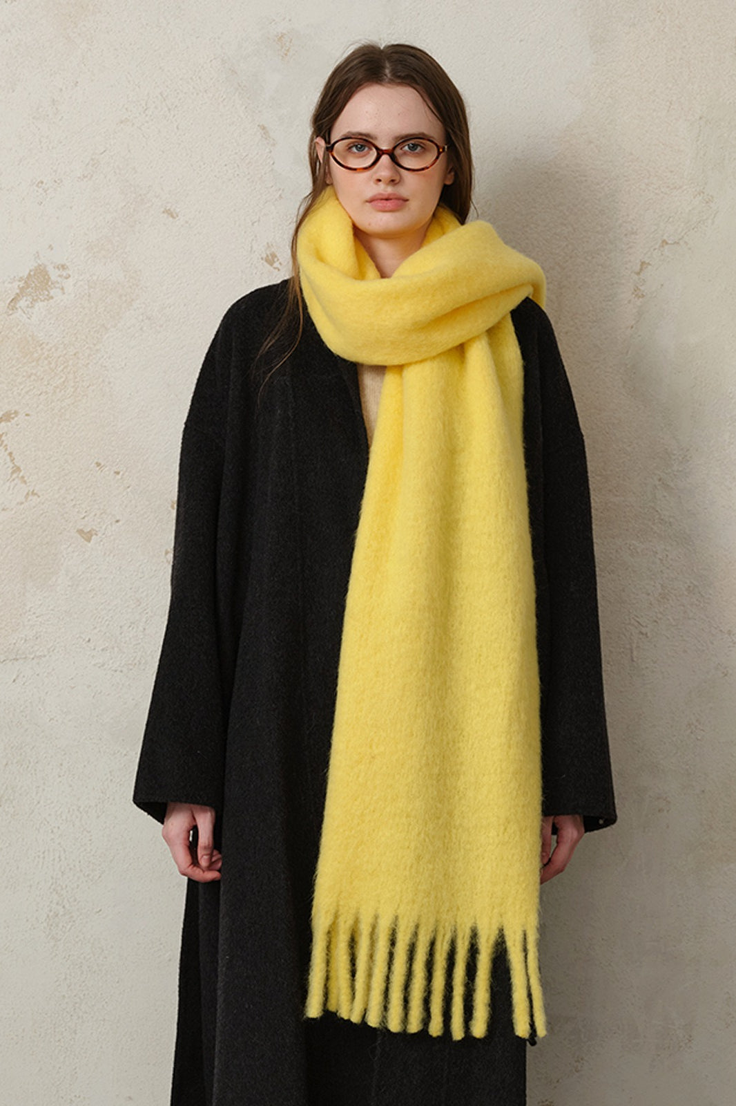 Wool Blend Fringed Scarf