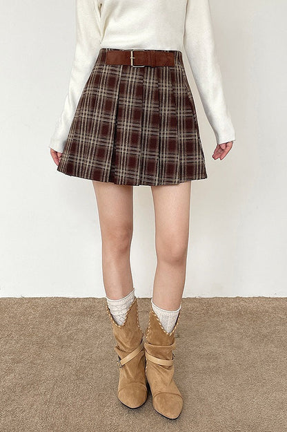 Vintage Plaid Pleated Skirt