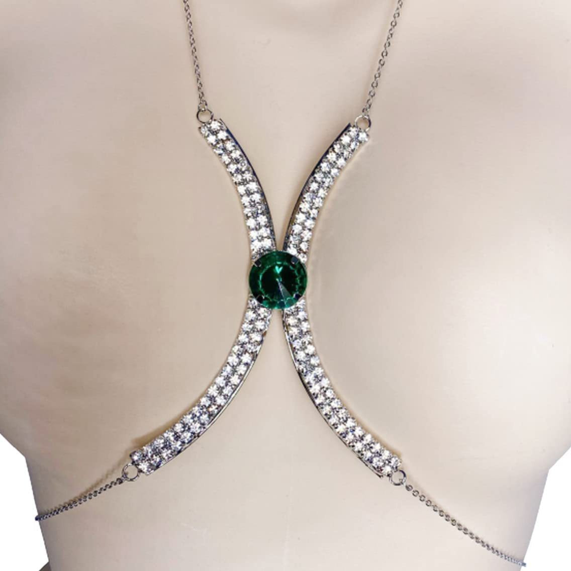 Sexy Minimalist Full Rhinestone Gem Chest Body Chain