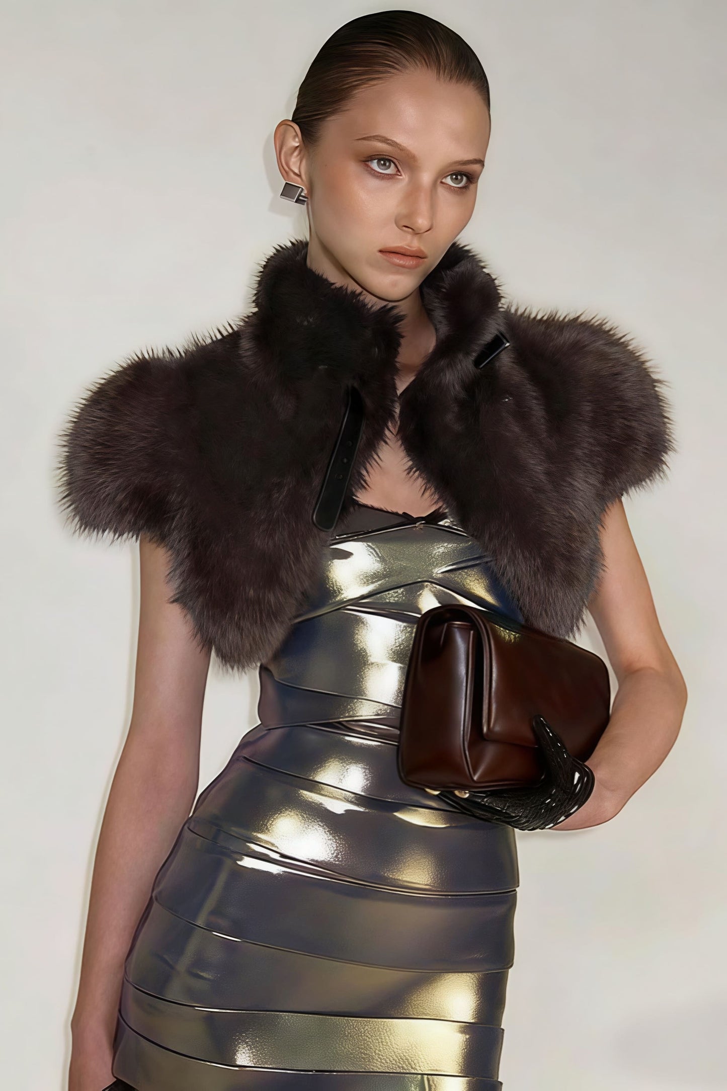 Solid Sexy Fuzzy Cropped Tie-front Vest