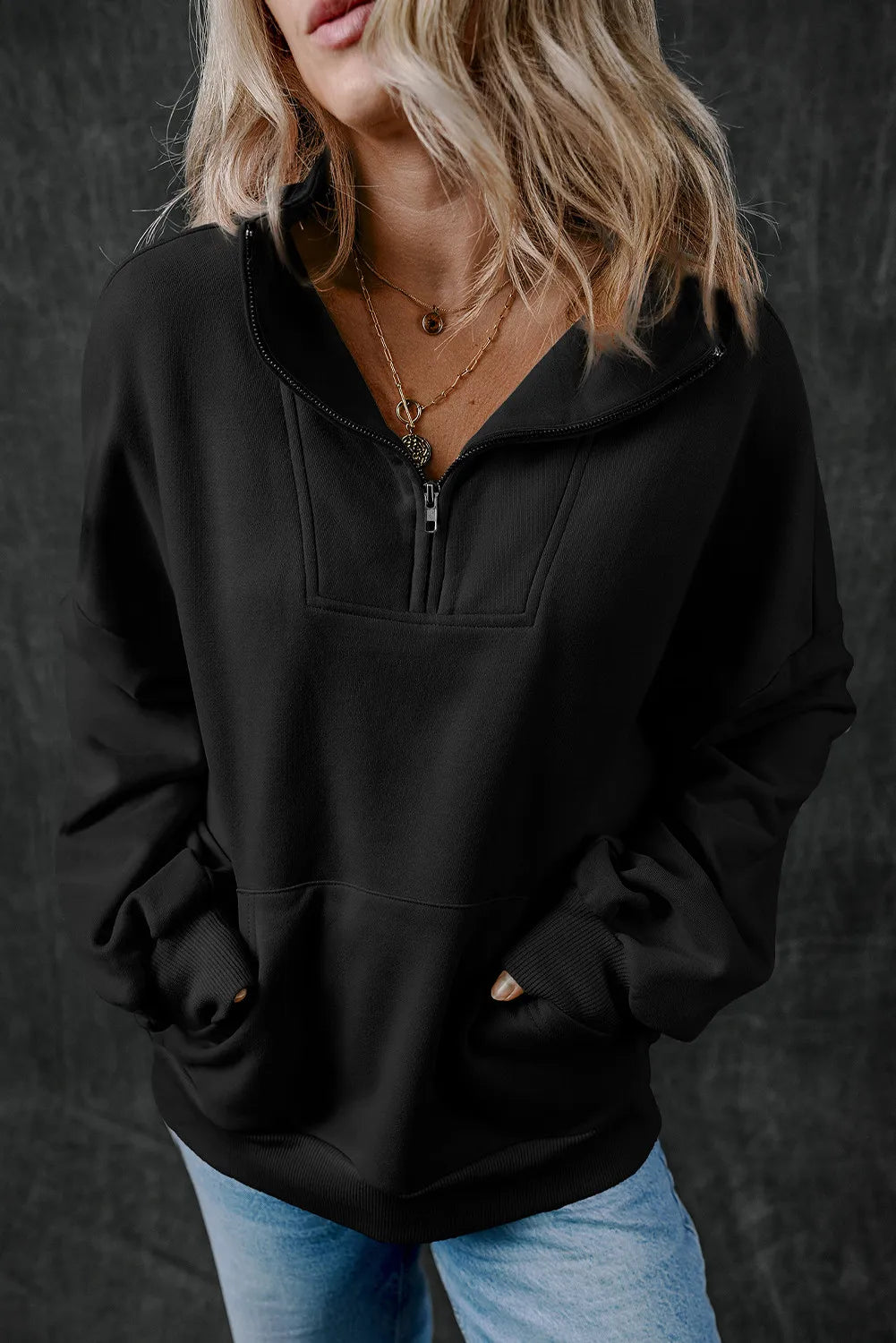 Adriana | Long sleeve half zip sweatshirt