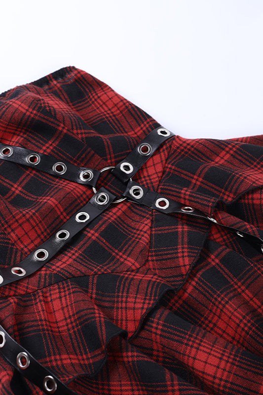 Asym Plaid Gothic Dress