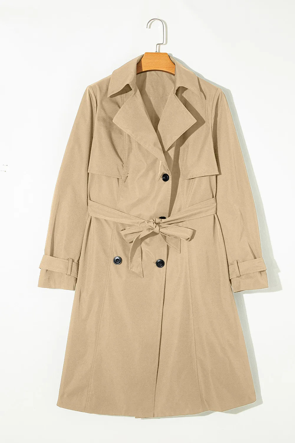 Teresa | Long sleeve trench coat with collar and tie waist and buttons