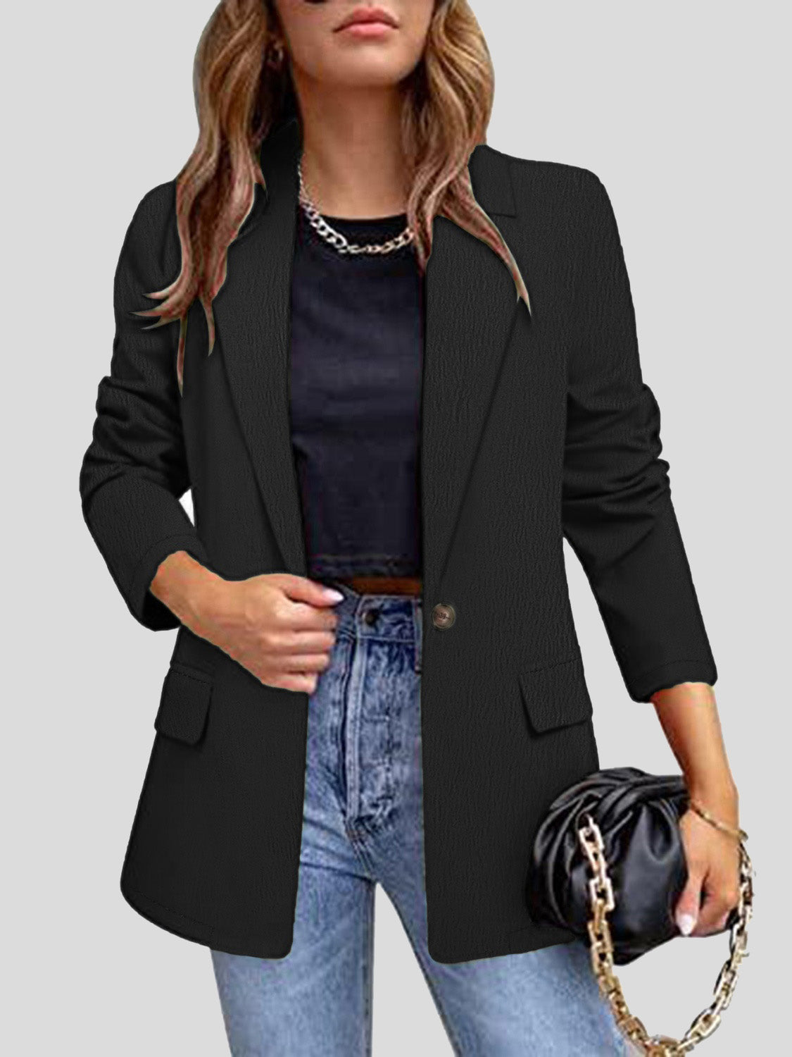 Katinka | Long sleeve blazer with lapel collar