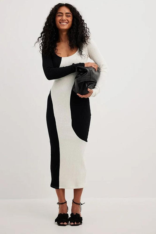 Xiomara® | Contrast Knit Midi Dress