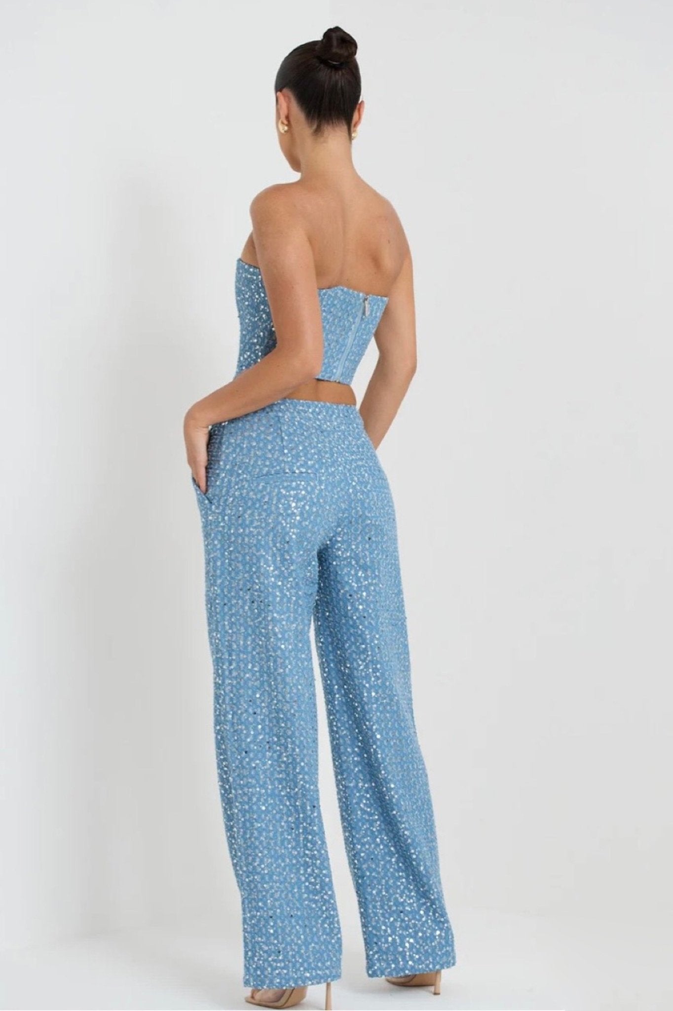 Carina® | Sequin Denim Trousers Set