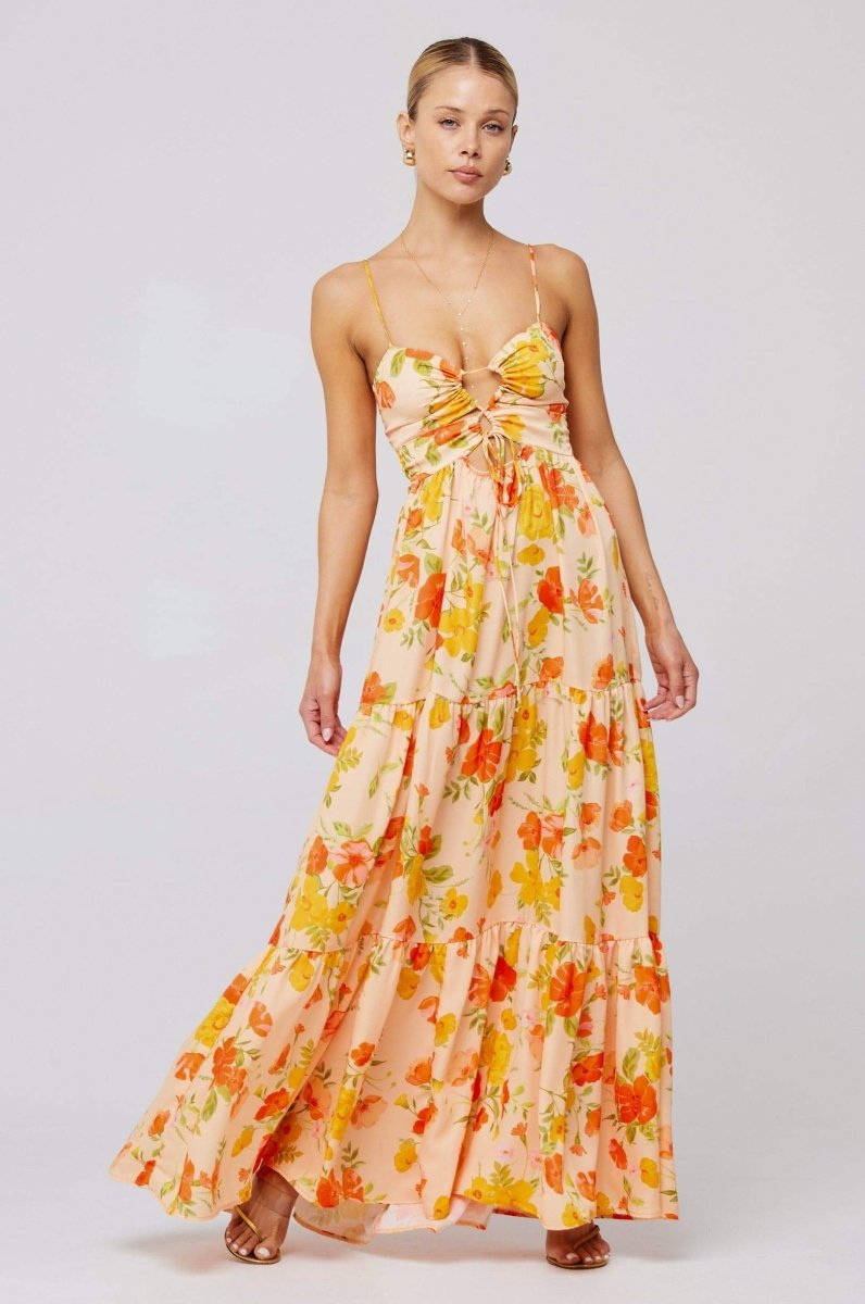Verónica® | Printed Maxi Strap Dress With Cut-Outs