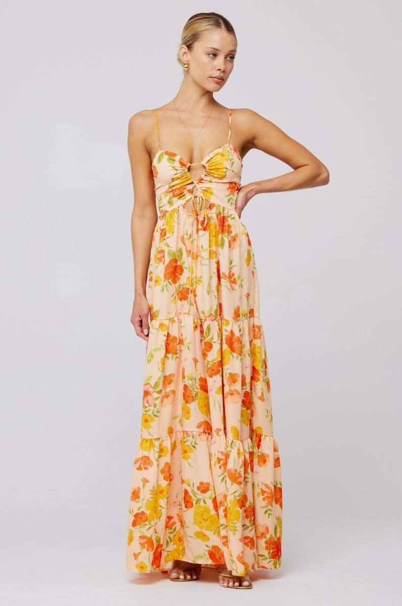 Verónica® | Printed Maxi Strap Dress With Cut-Outs