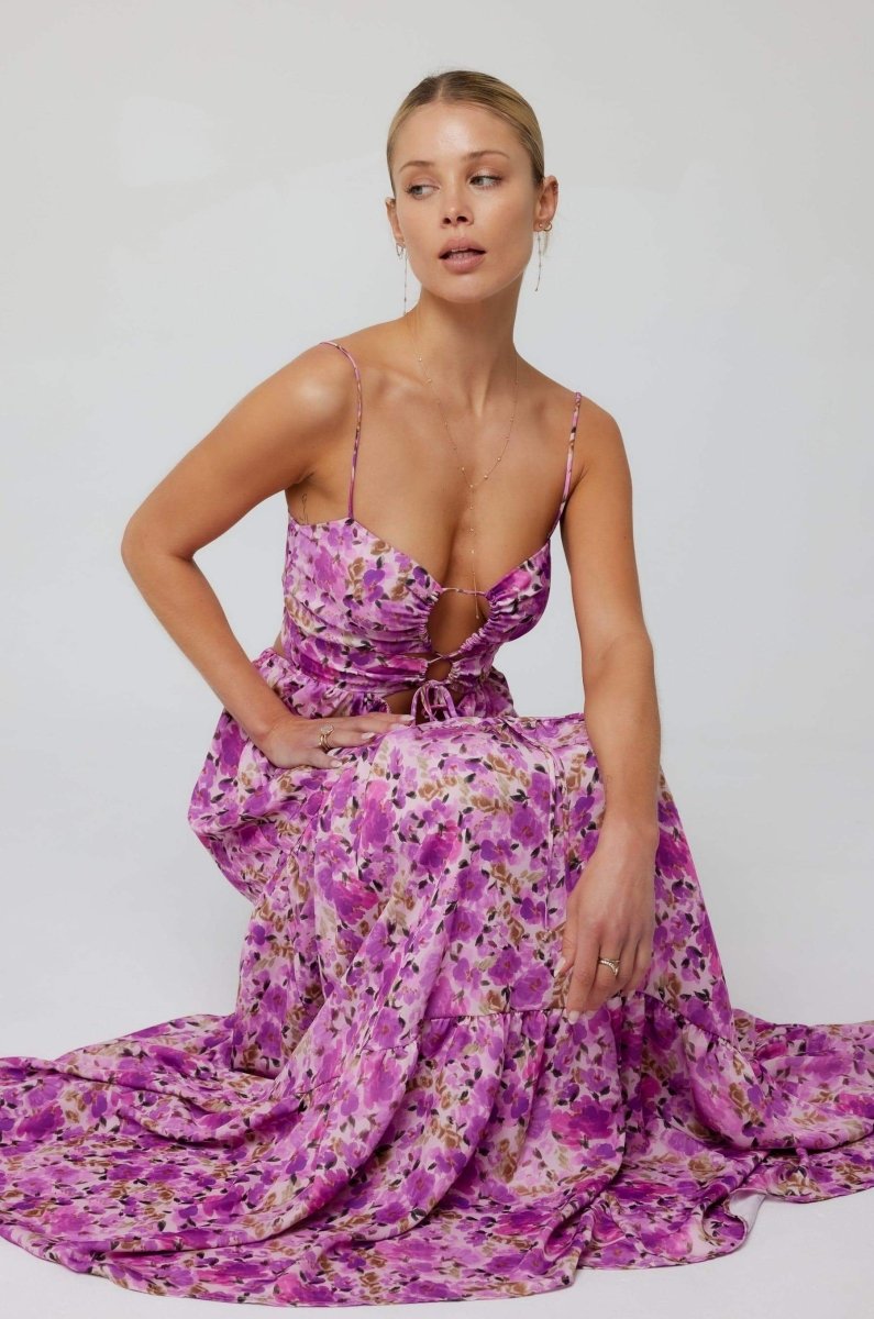 Verónica® | Printed Maxi Strap Dress With Cut-Outs
