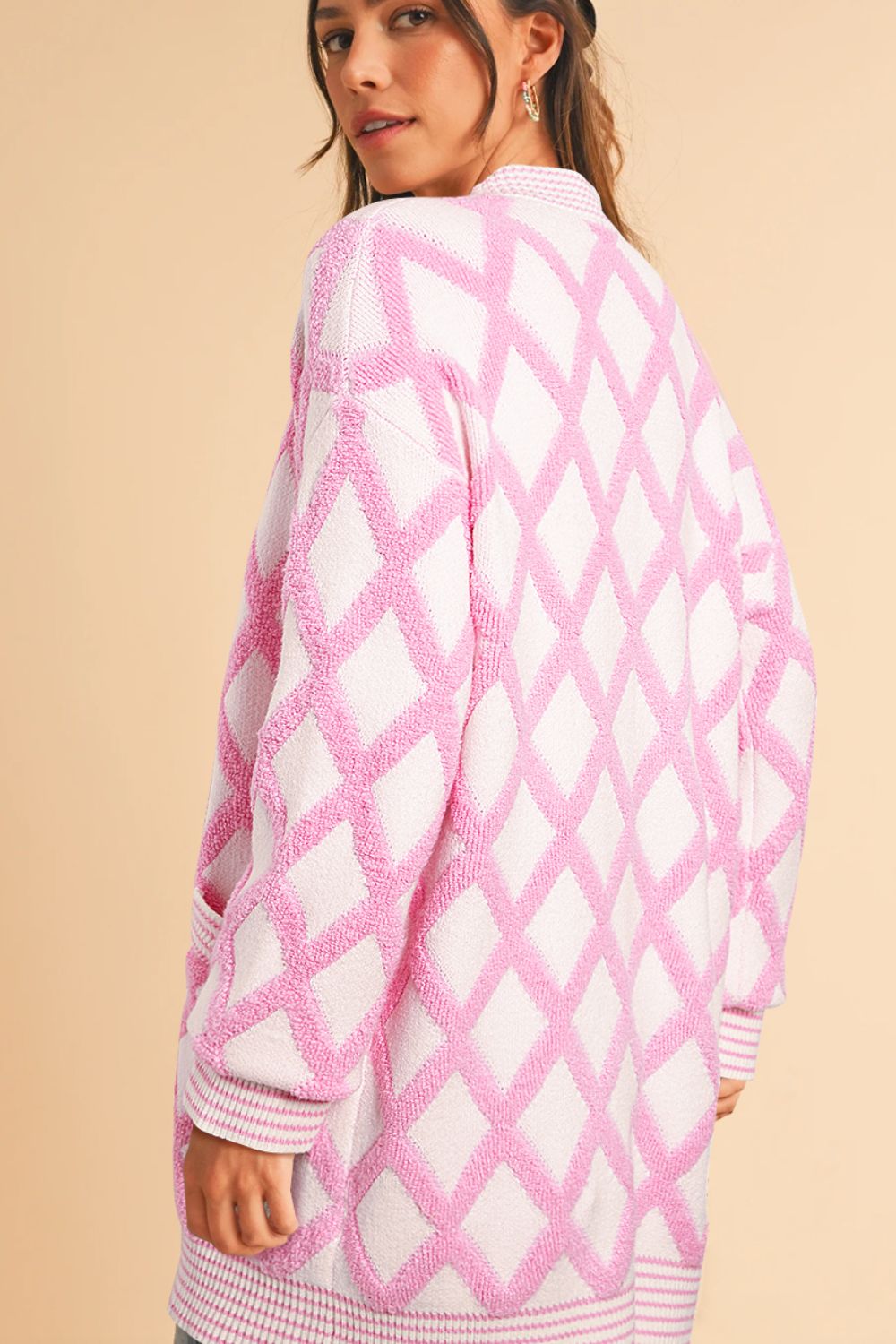 Jimena | Geometric open front long sleeve cardigan