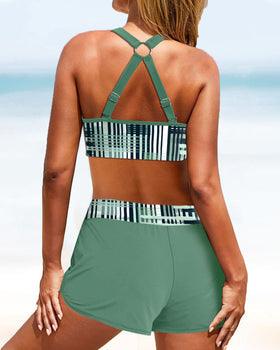 Katrin® | Bikini With High-Waisted Bottoms And Striped Print