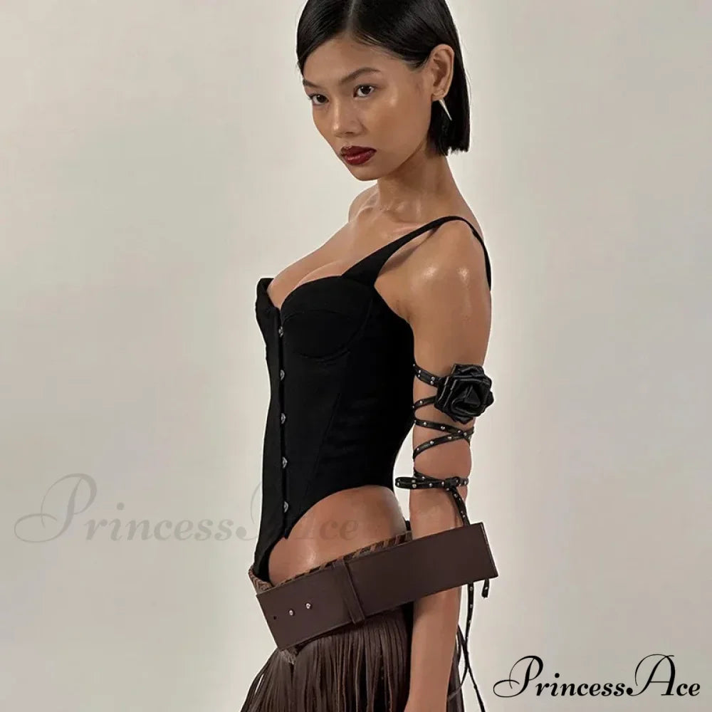 Black Asymetric Stylish Corset Top