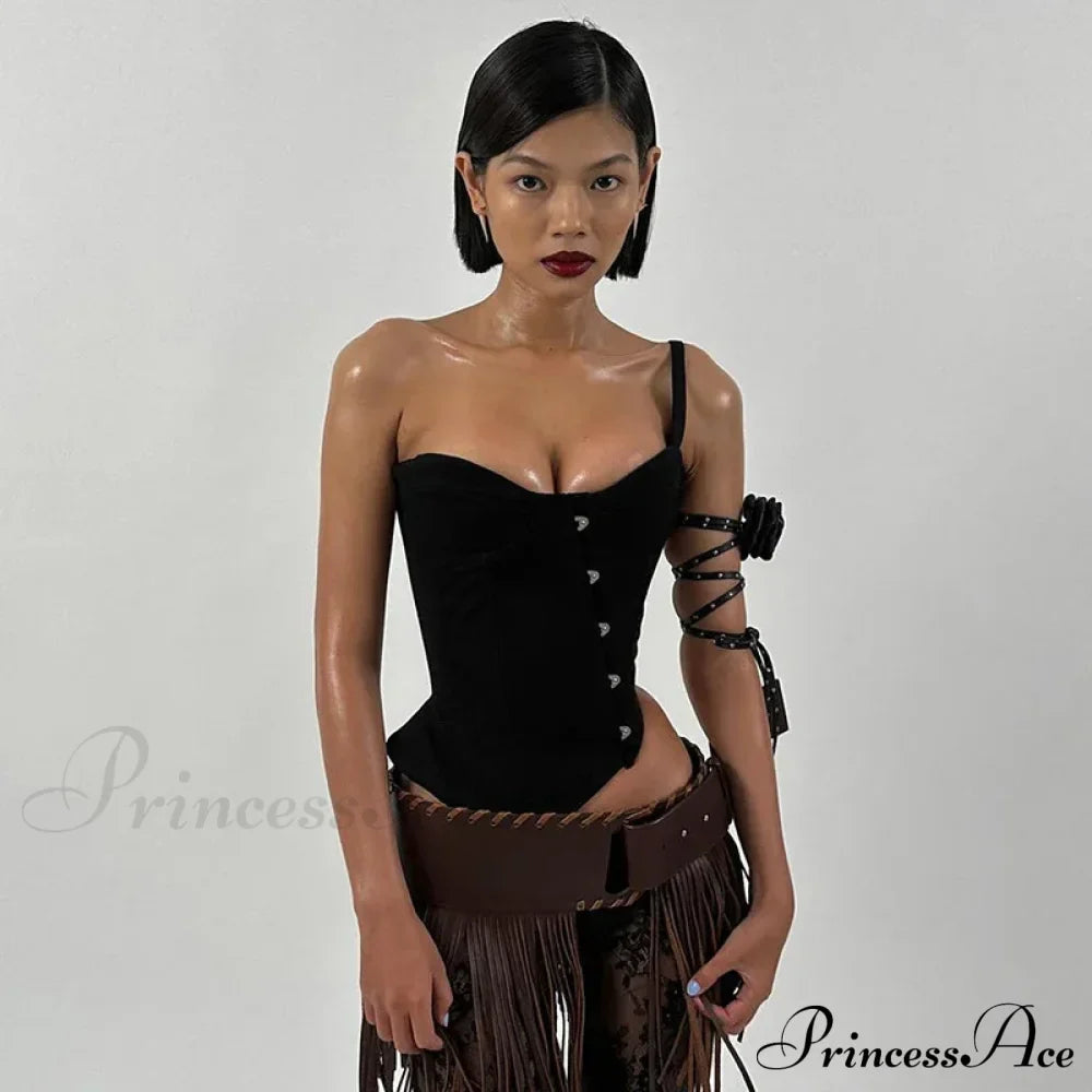 Black Asymetric Stylish Corset Top