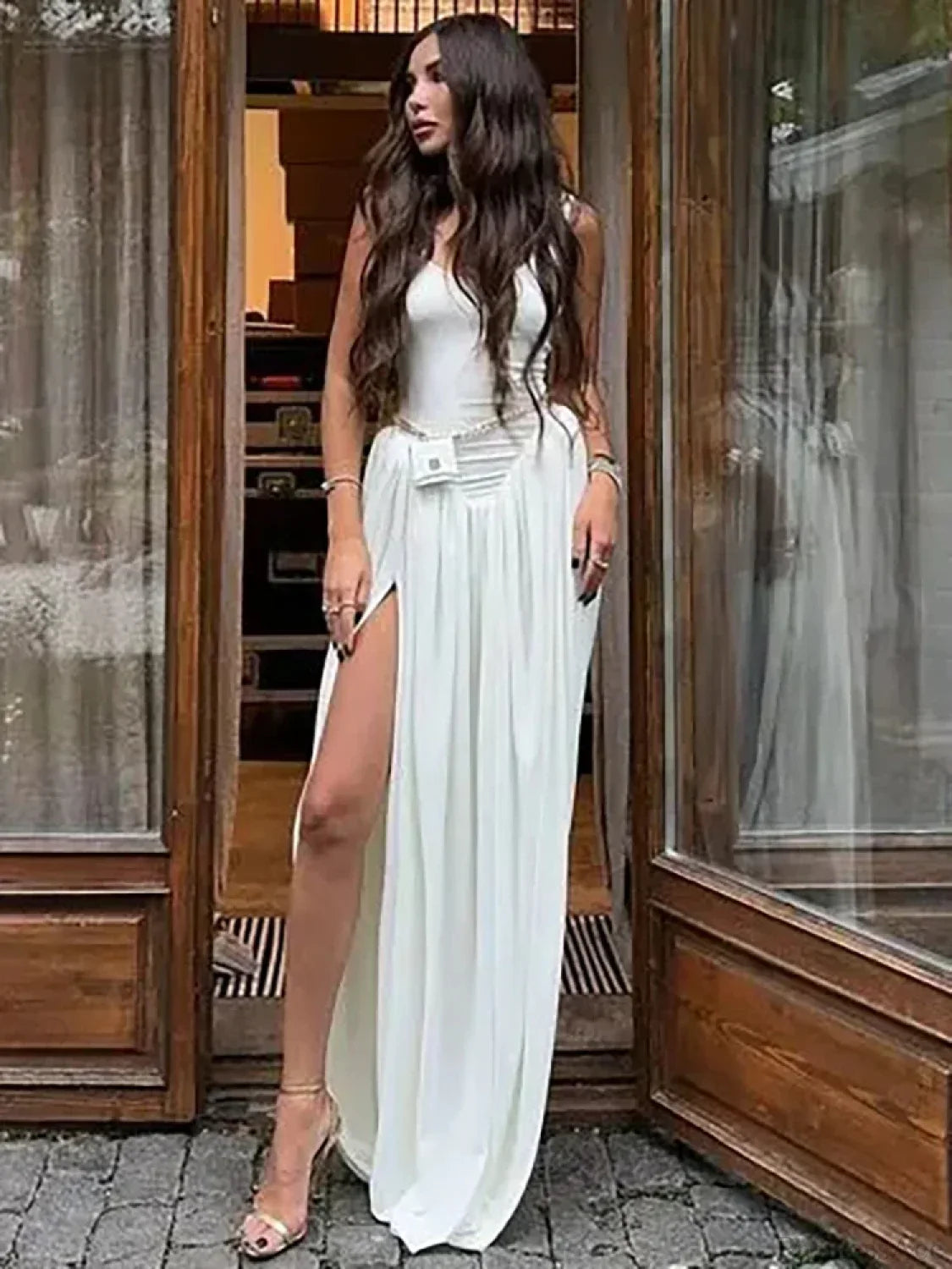 Black High Slit Maxi Vacation Dress