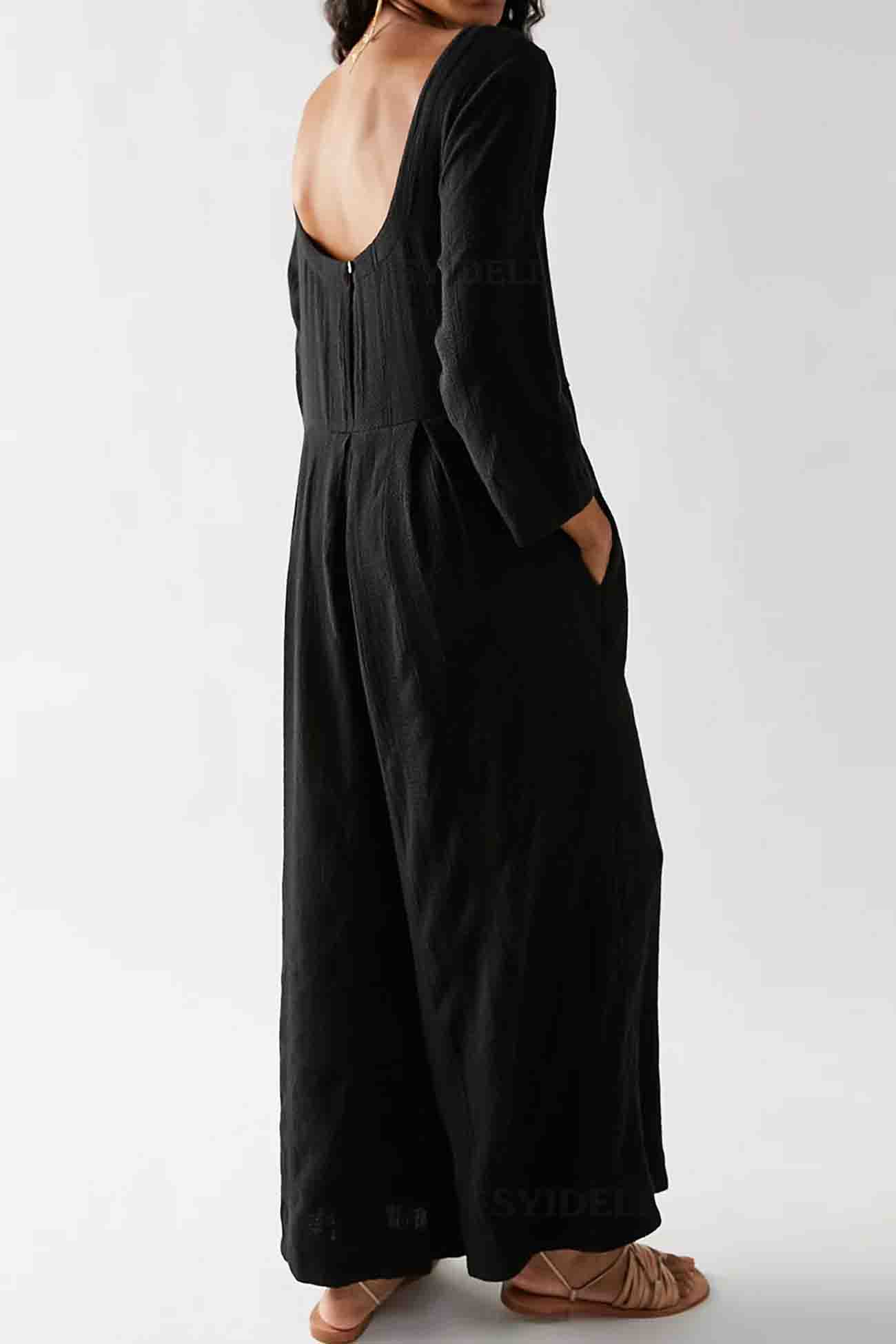 Eleonora | Long-sleeved overalls with a round neckline