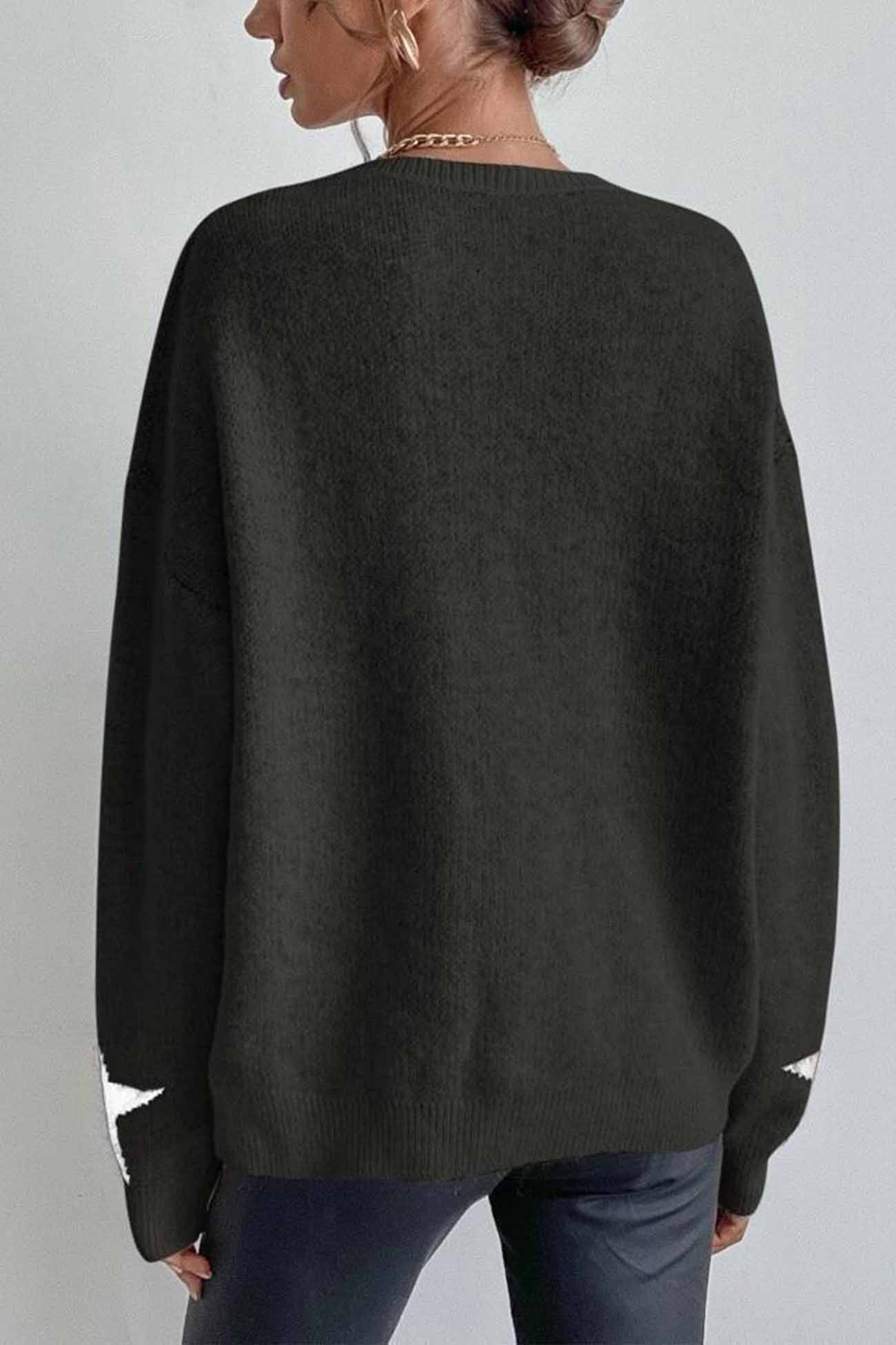 Greta | Long-sleeved knitted jumper with a crew neck and a star pattern