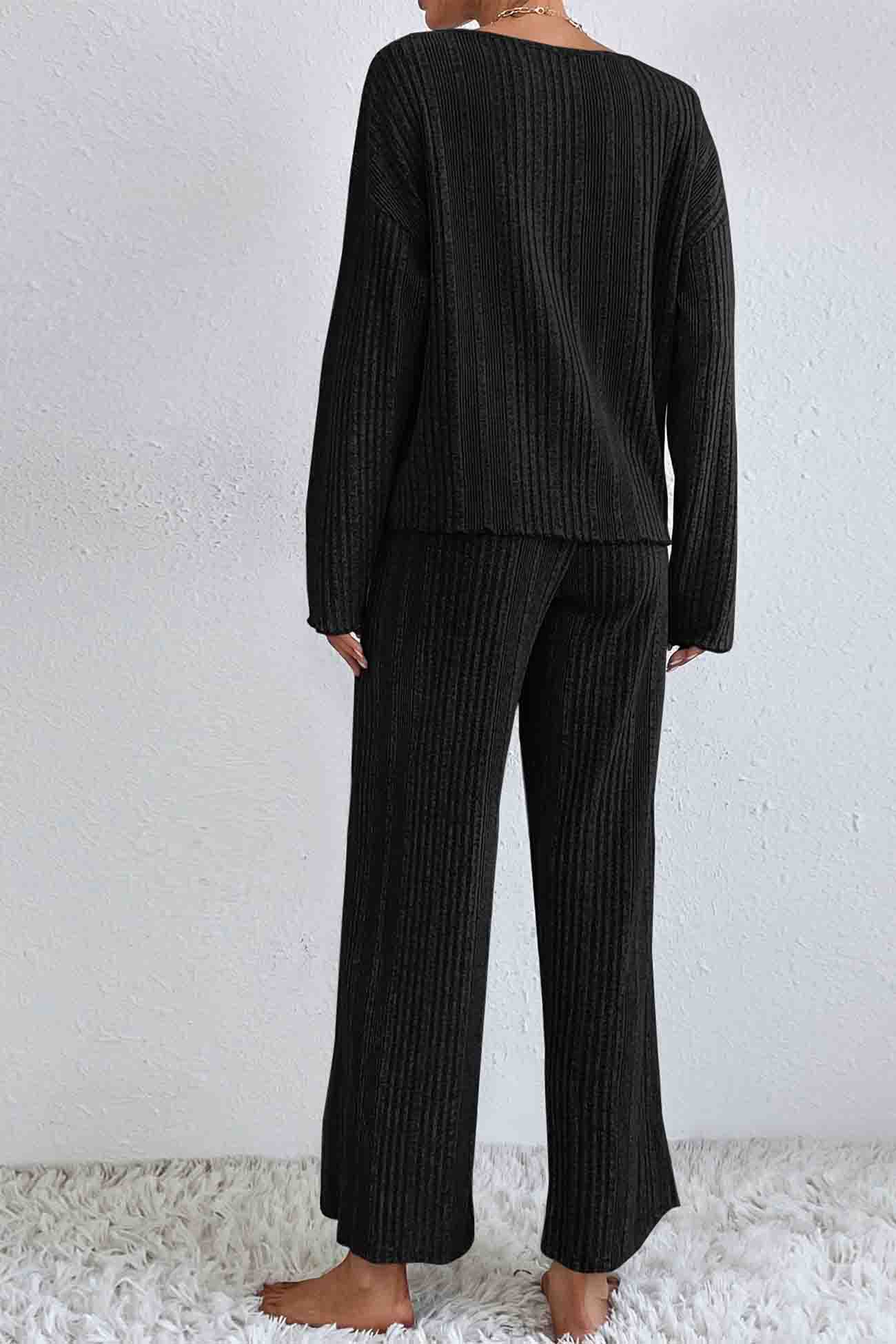 Jana | Ribbed V-neck long sleeve two piece set
