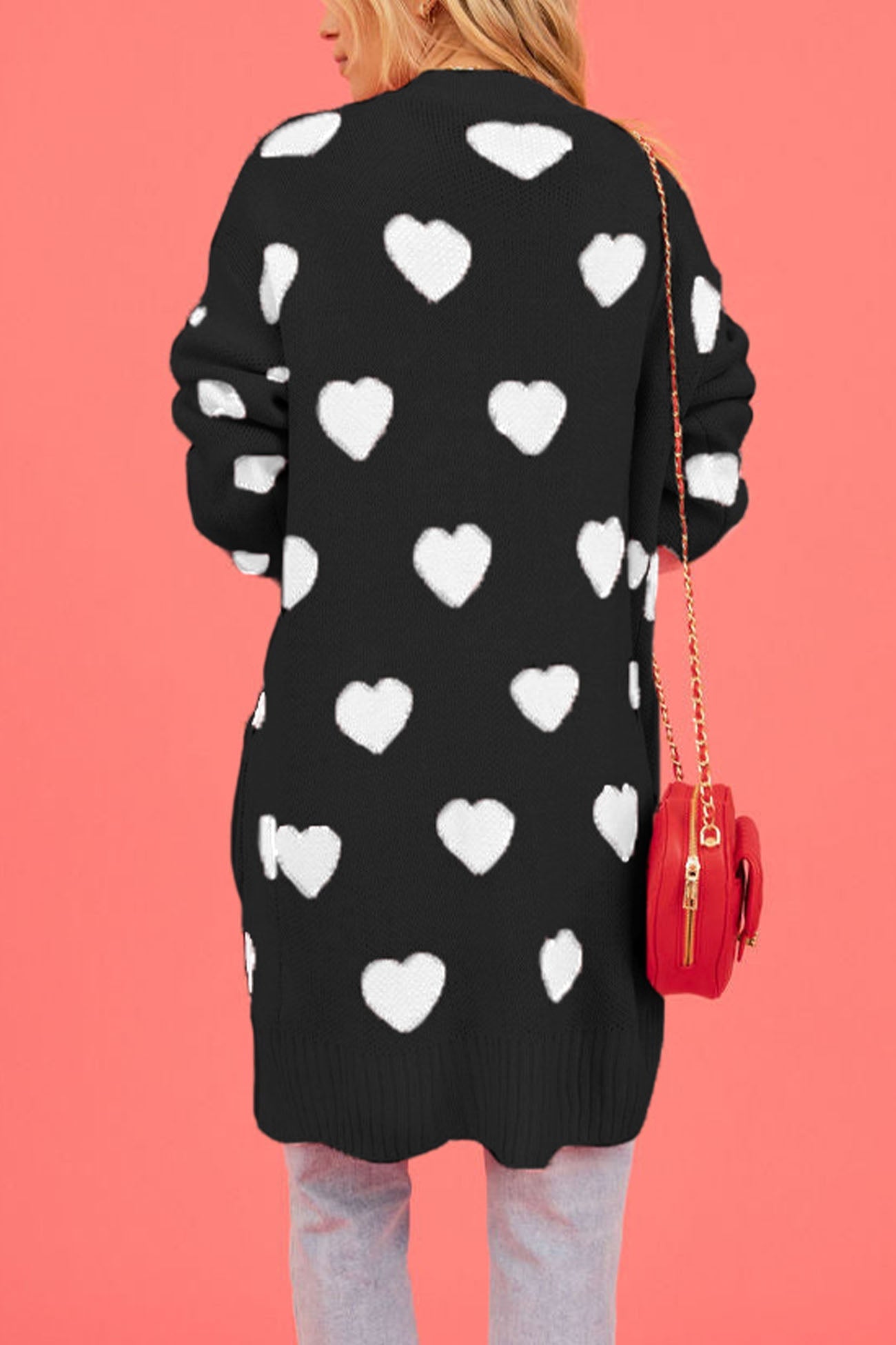 Kristina | Long cardigan with a sweetheart neckline and open front pocket