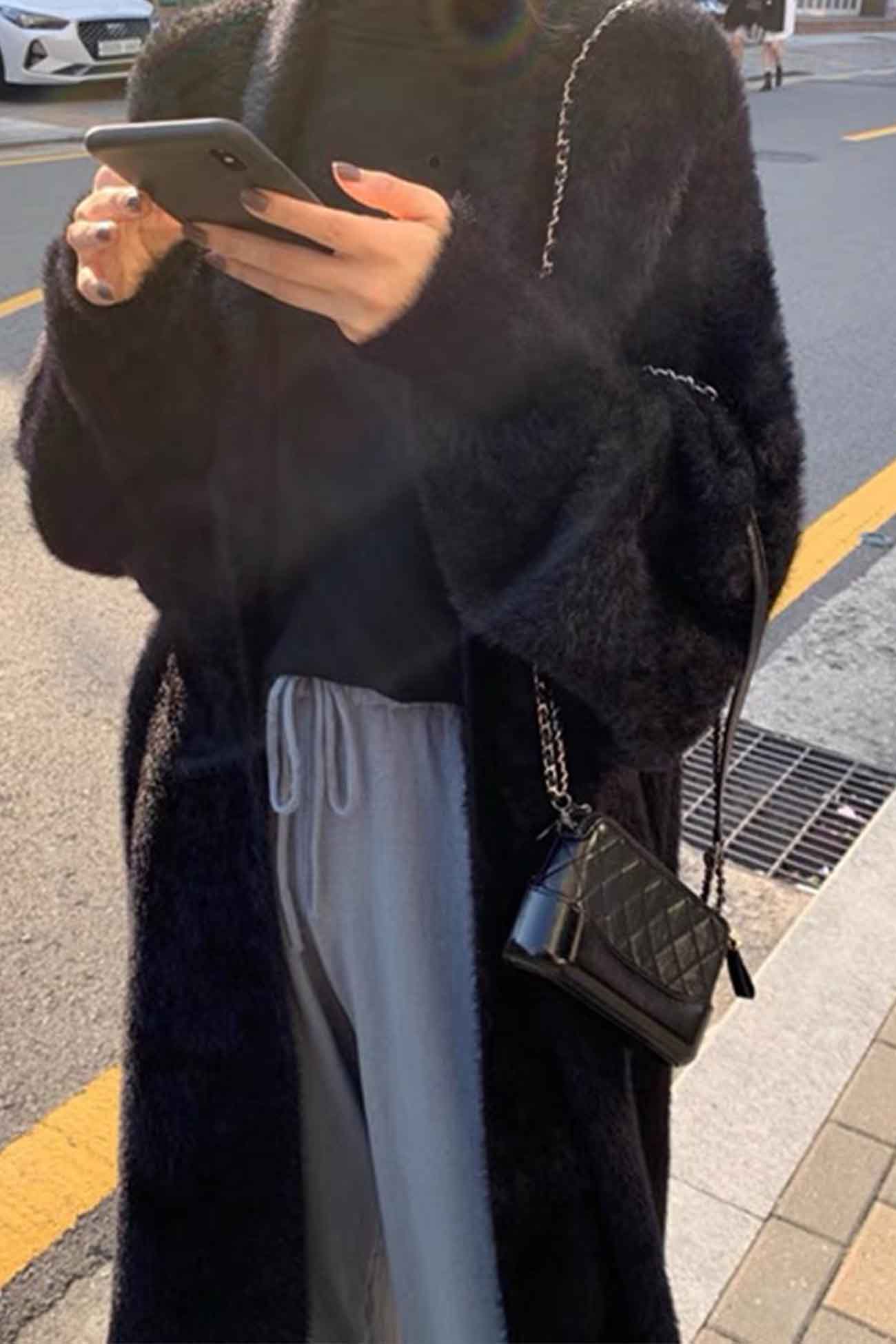 Estela | Plain, fluffy long cardigan