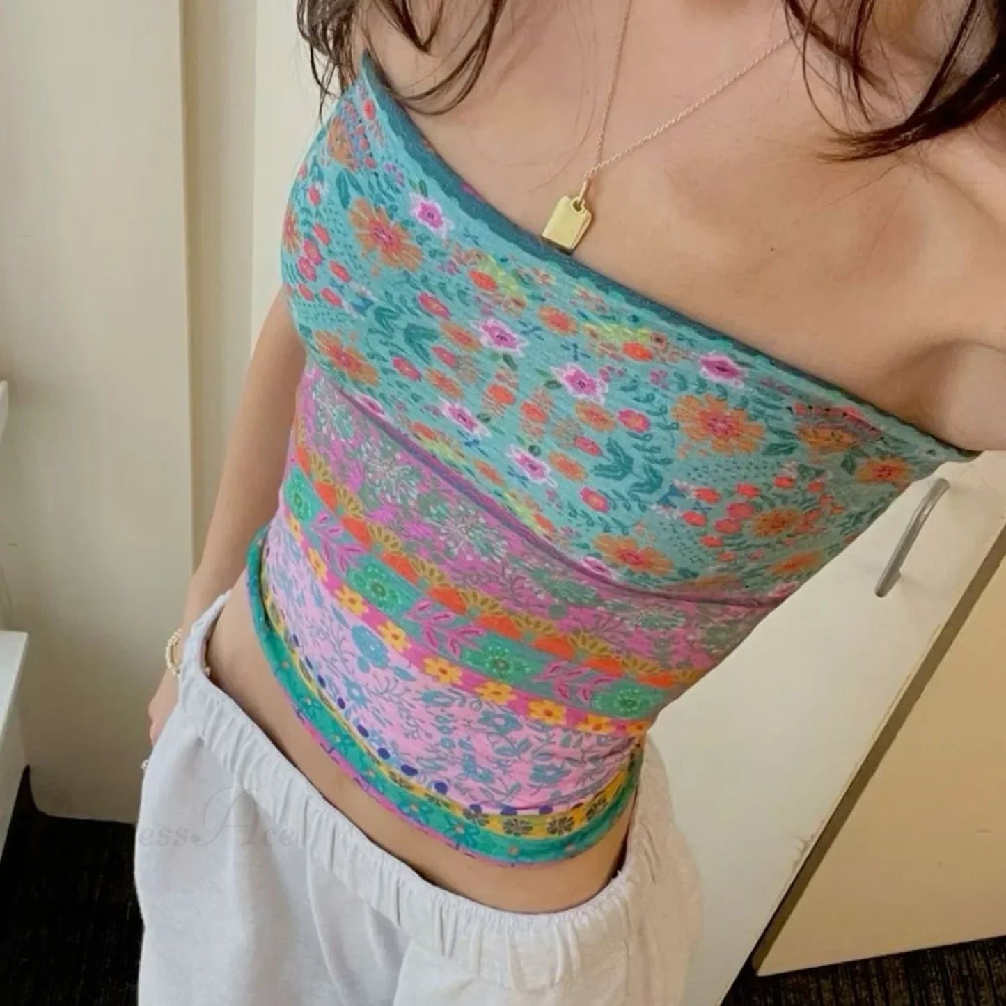 Boho Bandeau Off-Shoulder Tube Crop Top