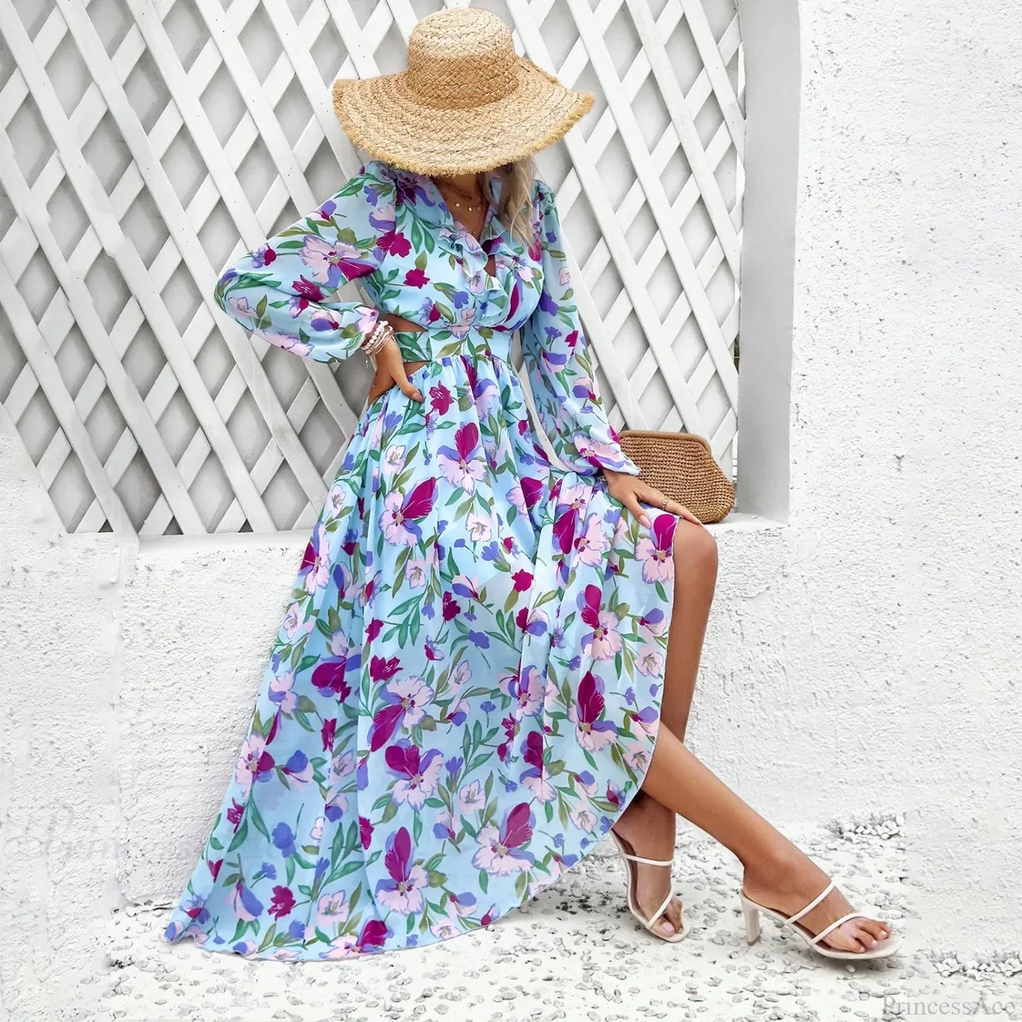 Boho Beach Deep V Neck Maxi Dress