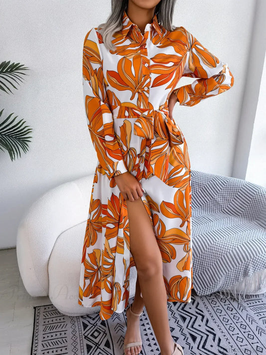 Boho Beach Holiday Floral Shirt Dress