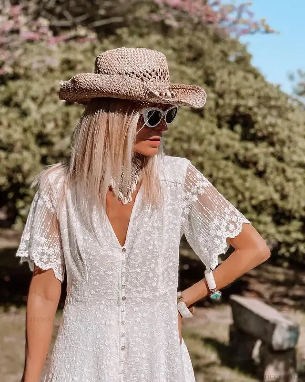 Boho Loose Summer Dress Vintage Deep V Floral Print