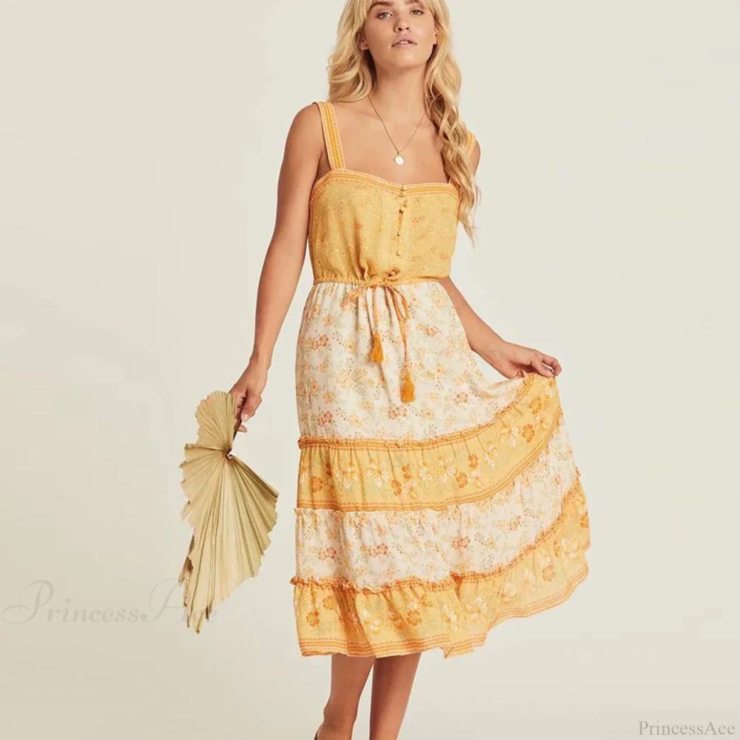 Boho Sundress Sexy Sleeveless Strap Rayon Floral Beach Dress