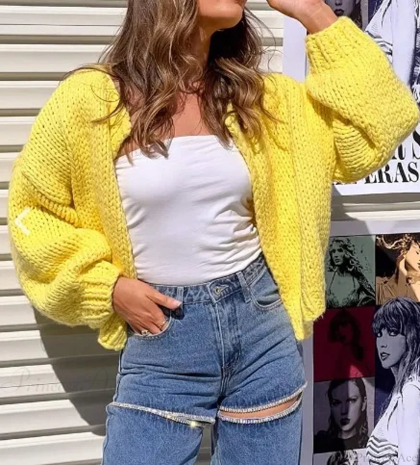 Bow Tie Front V-neck Cardigan