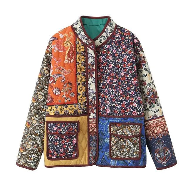 Pilar | Floral print coat with patchwork pockets