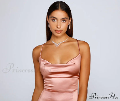 Bristol Formal Stylish Satin Lace-Up Dress