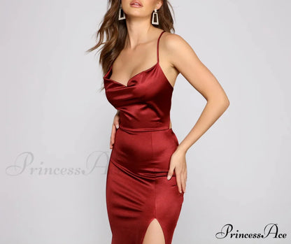 Bristol Formal Stylish Satin Lace-Up Dress