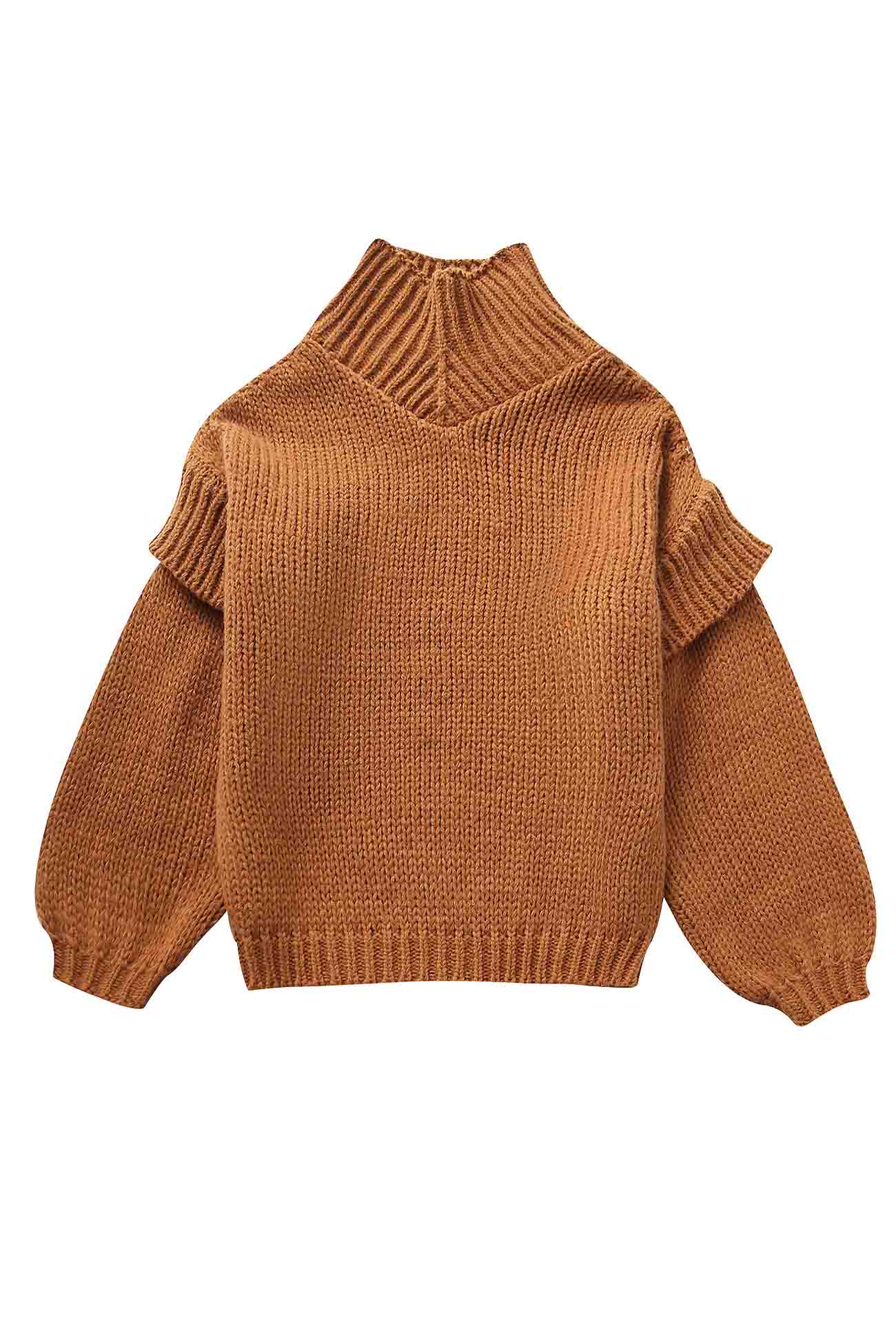 Carina | Solid color sweater with long sleeves and a cowl neckline