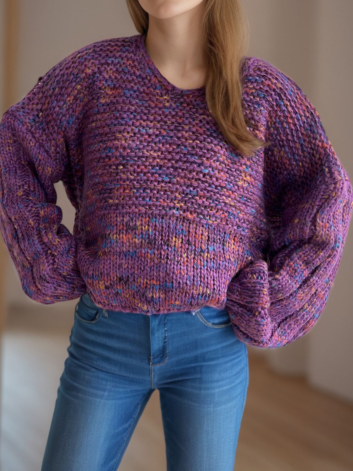 Iliana | Long-sleeved sweater with low shoulders