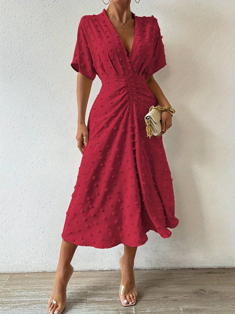 Heather® | Elegant Swiss Dot Ruffle Dress