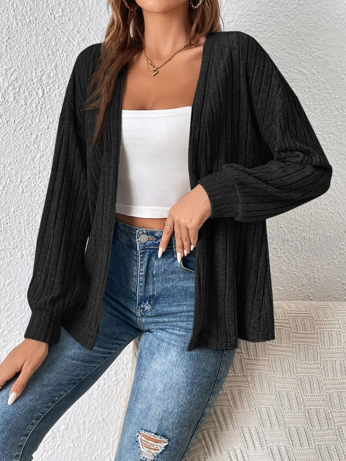 Magdalena | Long sleeve open front cardigan
