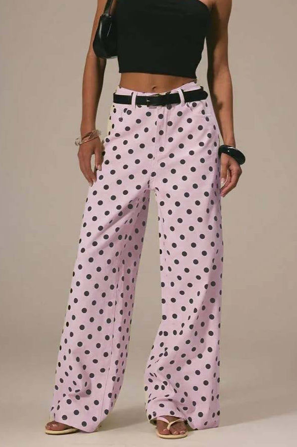 Polka Dot Loose Mid Rise Jeans