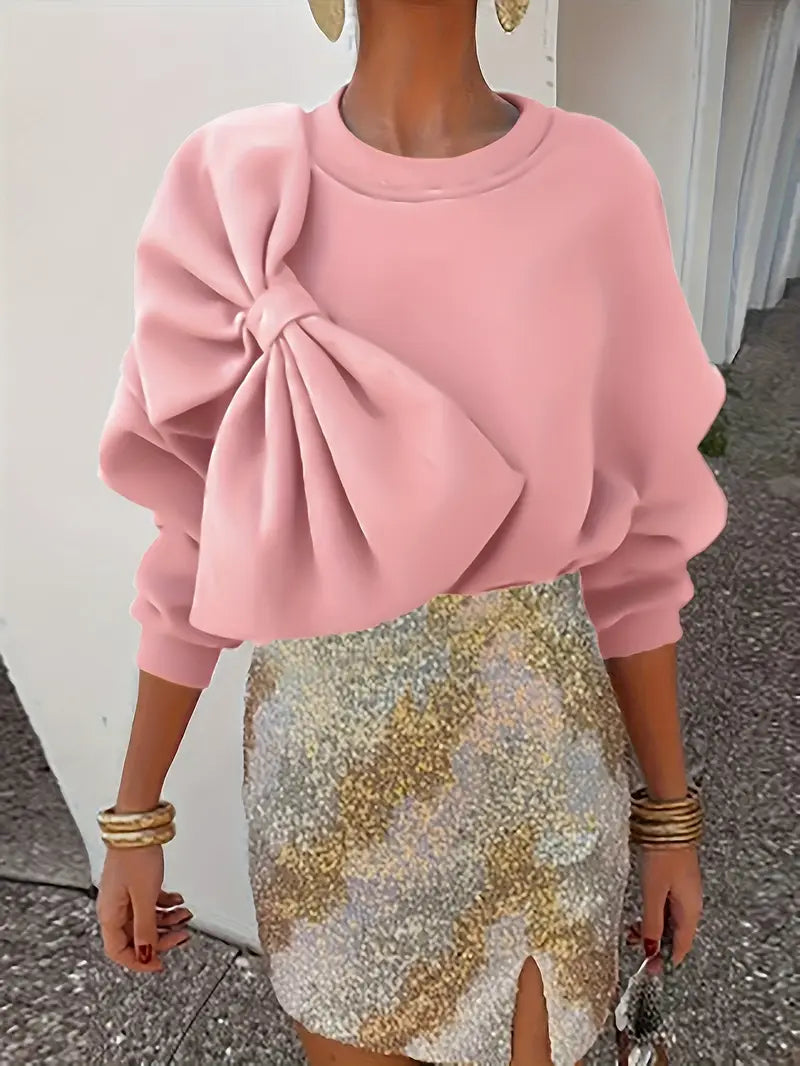 Nicole® | Oversized Cotton Sweater With Bow
