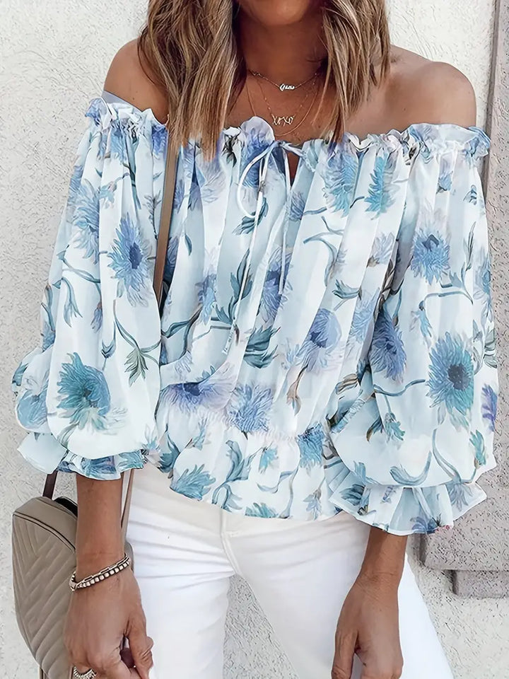 Enara® | Casual Blouse With Ruffles From The Shoulder And Floral Print