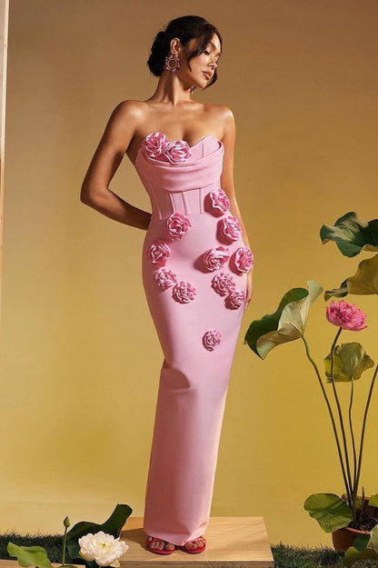 Strapless Floral Bandage Party Dress