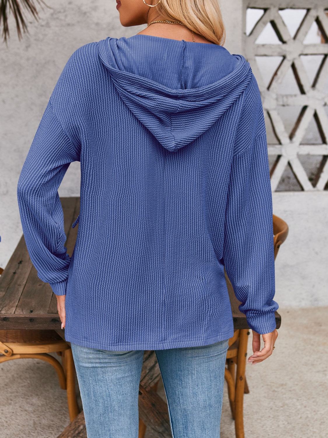 Melanie | Double Take hoodie with drawstring, dropped shoulder and long sleeves