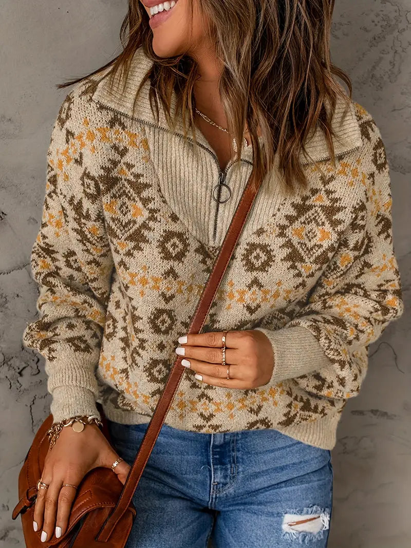 Jennifer | Knitted sweater with zip at the neck