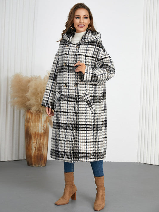 Abigail | Checked double breasted long sleeve coat