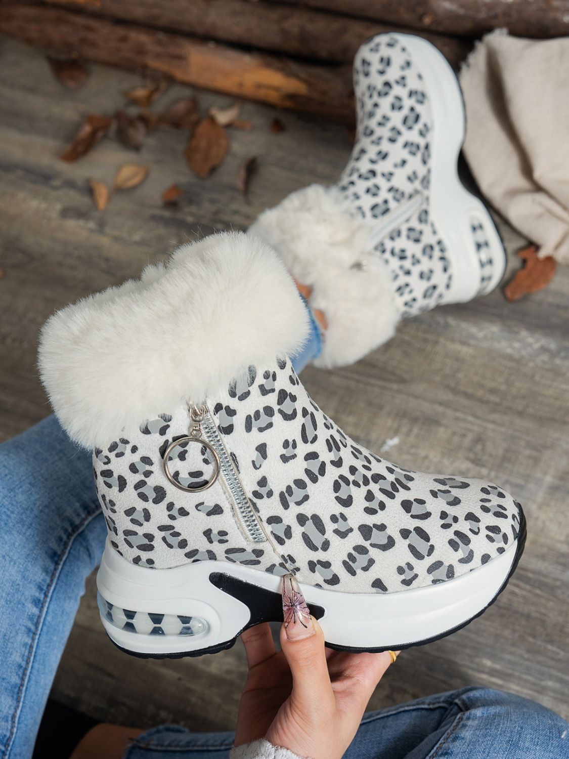 Zara | Leopard platform boots with side zip