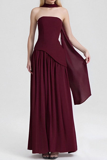 Solid Bustier High Slit Formal Dress