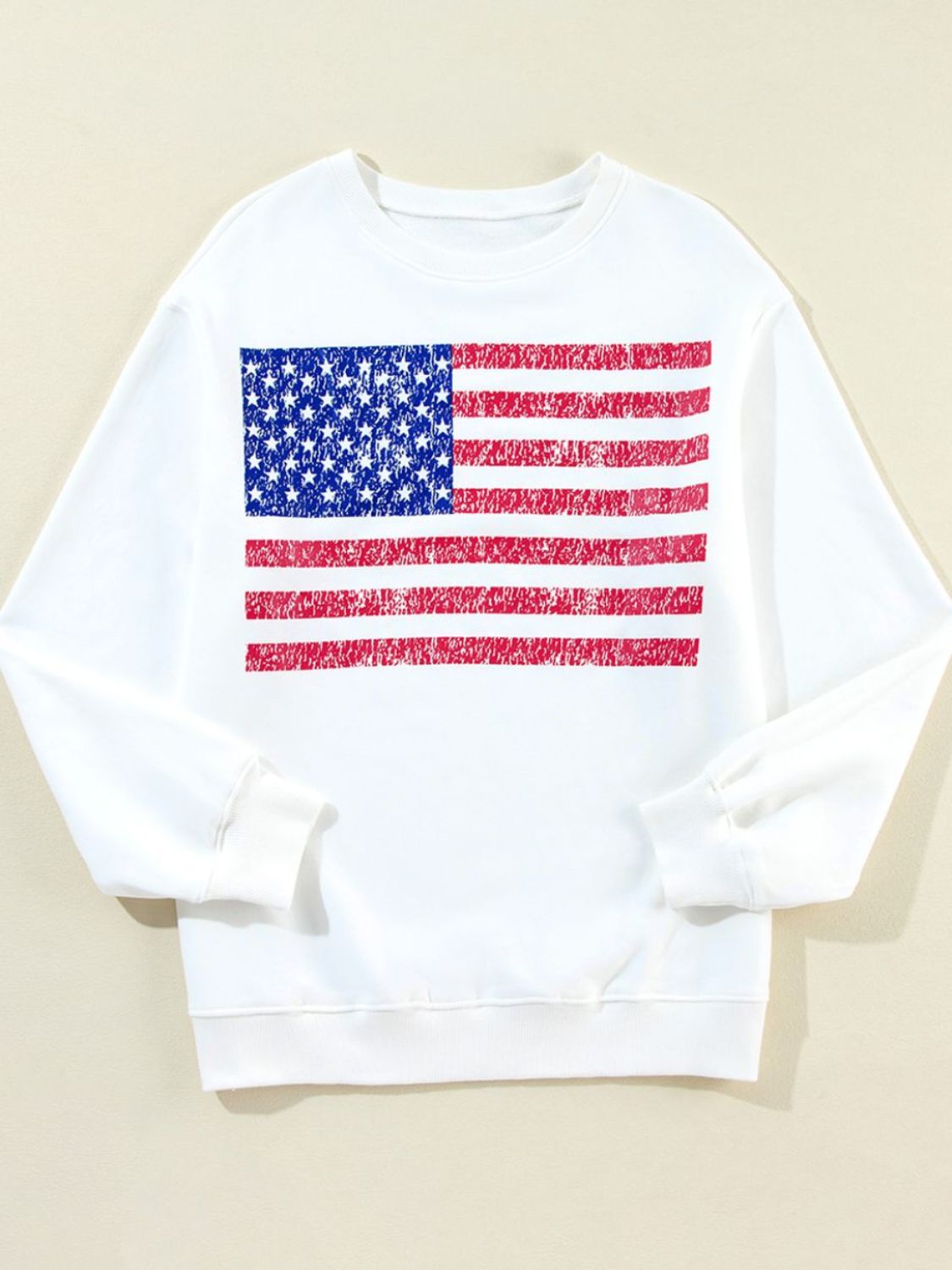 Xandra | Long sleeve crew neck sweatshirt with US flag