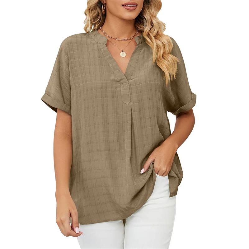 Liliana® | Classic V-Neck Short-Sleeved Blouse