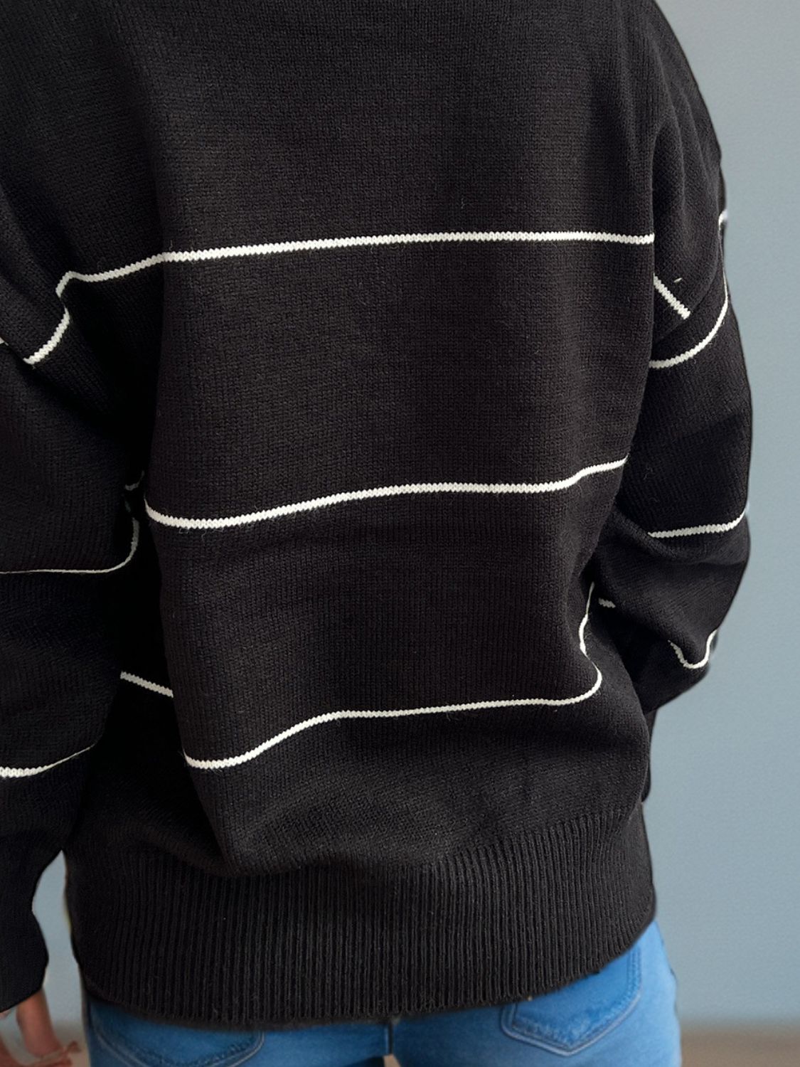 Flavia | Striped, long-sleeved cardigan with button placket and V-neck